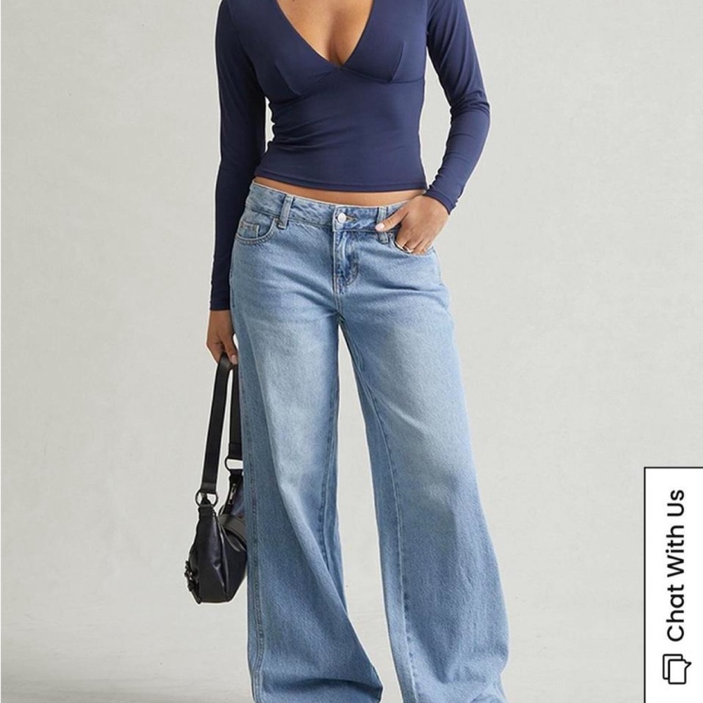 PacSun low rise Light Blue Wide-Leg Jeans